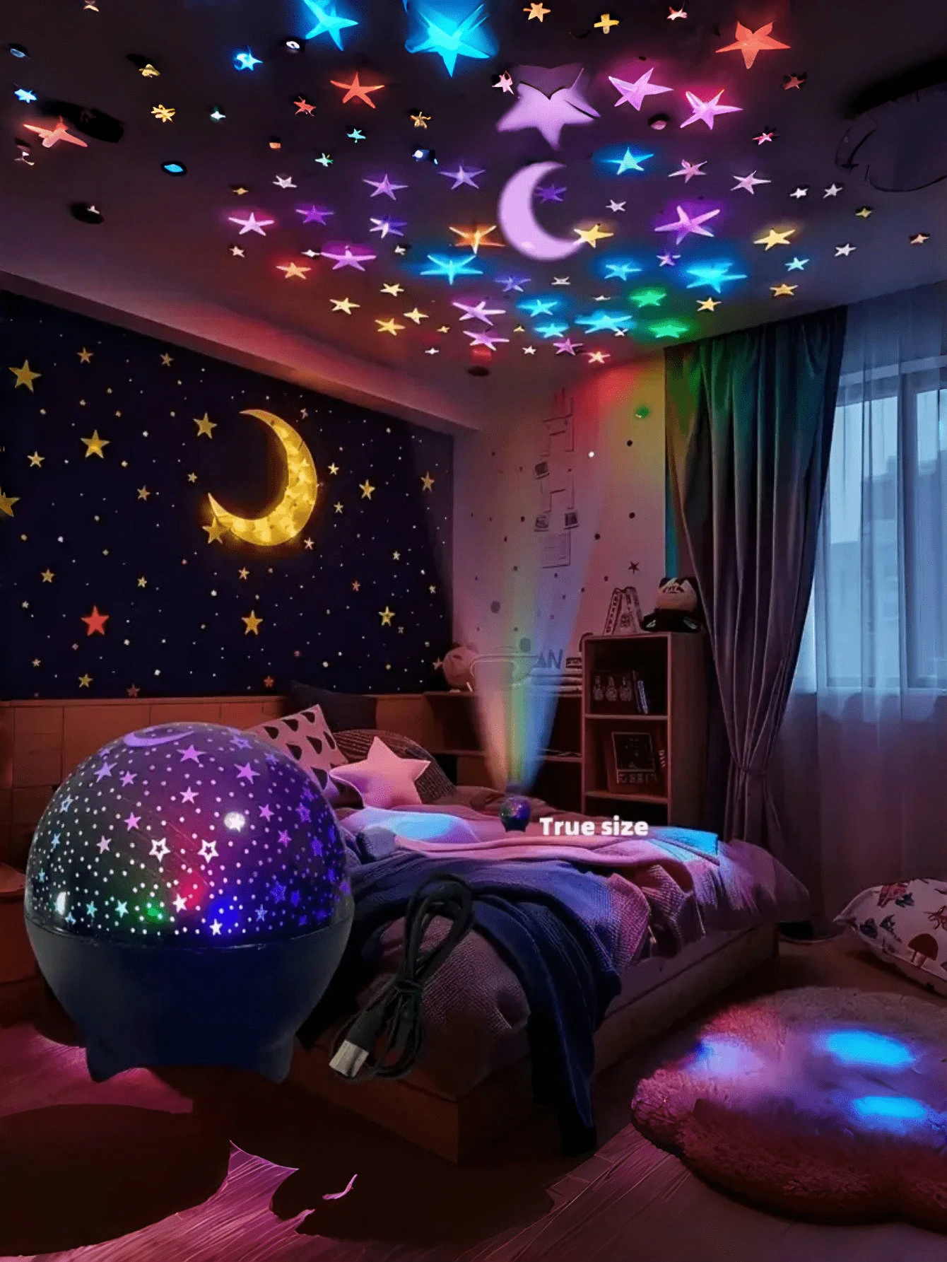 1pc Starry Night USB Star And Moon Projector, LED Galaxy Lamp For Bedroom, Office, Hotel, Restaurant, Party, Halloween, Christmas Decoration - No Battery Required