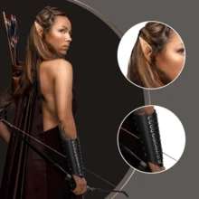 Halloween Women's Renaissance Fairy Costume Set, Medieval Hooded Dress With Accessories, Get Ears As A Gift Black Cape - Renaissance 5-piece Set - View 2