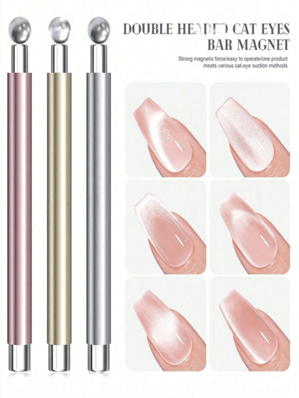 2 Pieces Of Round Stainless Steel Magnetic Double-Ended Nail Art Cat Eye Pattern Design Tool, 3D Cat Eye Nail Polish Effect, Suitable For Ladies, Salons And DIY, No Fragrance. Nail Art Magnet, Art Brush, Detailed Nail Art Pen, Painting Tool, Nail Art Accessories, Nail Art Design, Nail Care Supplies, Magnetic Tool, Stainless Steel Magnetic Tool,