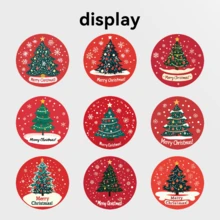 500pcs/Roll Cartoon Christmas Tree Blessing Stickers, Size: 2.5cm/1.0 Inch, Round Shape, Ideal Gift For Kids, Suitable For Decorating Cups, Stationery Boxes, Books, Glass Bottles, Envelopes, Cards, Notebooks, Helmets, Party Decorations, Holiday Gifts And More
