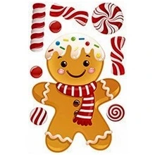 Weihnachts-Lebkuchenmann Zuckerstange Fröhliche Weihnachten Muster Statische Abziehbilder, einfach anzubringen und ohne Kleber zu entfernen, geeignet für Einkaufszentren, Büros, Wohnzimmer, Esszimmer, Schlafzimmer, glatte Glasoberflächen
