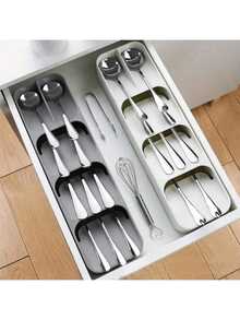 1pc Kitchen Split Knife And Fork Spoon Storage Box Tableware Storage Organizer Drawer Storage Box, Used For Home/Kitchen/Hotel Restaurant Drawers, Dining Tables, Banquets, Dinners, Events Holidays And Other Dining Spoon Fork Chopsticks And Other Storage - Multicolor - View 2
