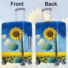 1pc Oil Painting Sunflower Print Pattern Series, Thickened Suitcase Protector, Thickened Suitcase Accessories, Suitable For Business, Business Trip, Vacation, Travel, Luggage Drop-Off, Back To School, Add Color To Your Suitcase. Suitable For 20-28 Inch Boxes. Toiletry Bag Wash Bag Toiletry Travel Bag Makeup Storage Beach Beach Bag Holiday Essentials School Supplies Travel Essentials Ladies For College Dorm Bathroom Bag For School School Accessories School Stuff - Multicolor - View 9