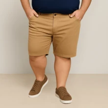 Men's Twill Bermuda Shorts Plus Size 48 To 58 Extra Large - Caqui - Ver 1