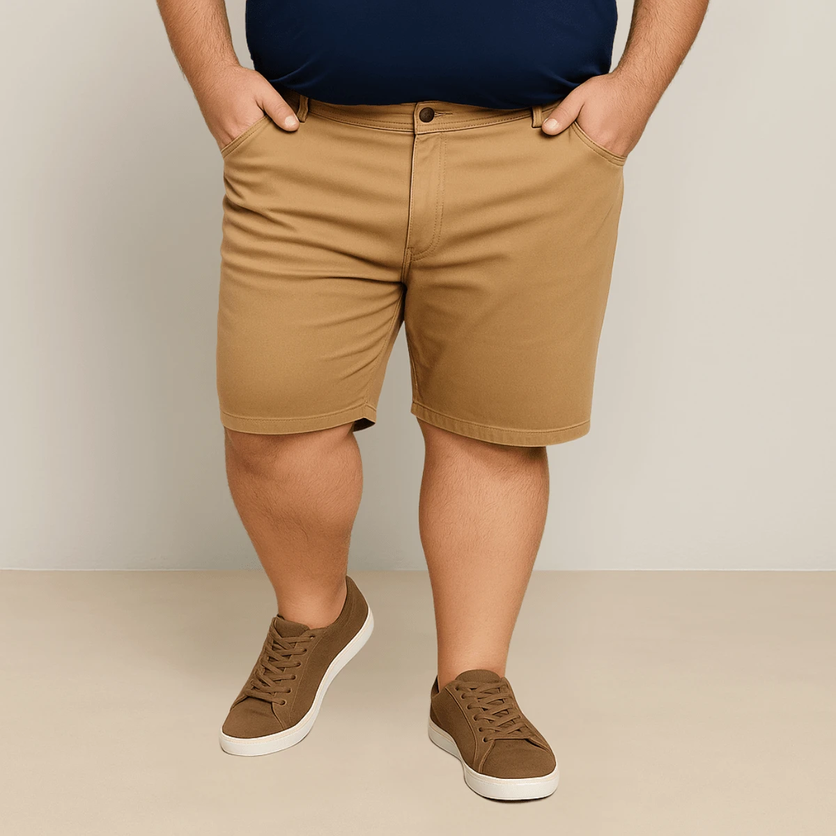 Men's Twill Bermuda Shorts Plus Size 48 To 58 Extra Large - Caqui - Ver 1