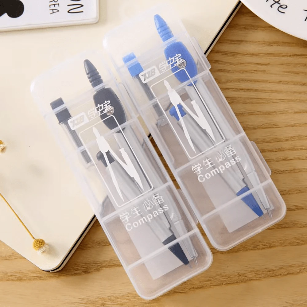 Back To School Compass 2-PieceSet, Student Geometry DrawingTools, Math Class Essential Supplieswith Portable Case