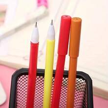 24 Creative Soft Rubber French Fries Burger Gel Pens - 0.5mm Black Replacement Core, Quick-Drying Medium Pen Tip, Fun Food-Themed Design For Office, School And Study Supplies - Perfect Birthday Gift, Office Supplies/Fun Design/Durable Plastic, Cute Pen