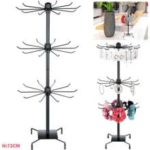 Lislark 3 Tier Jewelry Display Rotating Iron Revolving Metal Stand Rack Holder Storage, Height 72cm - Black - View 2