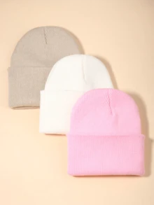 3 件装 1-12 岁女孩 Y2k 针织保暖可爱婴儿及儿童无檐小便帽黑色新生儿婴儿无檐小便帽