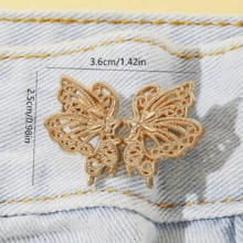 1 peça de alta qualidade borboleta cintura apertador fivela calças pinos colarinho botões broche pinos para mulheres moda destacável clipe de calça para jeans, saias, calças bolsa acessórios para menina estudante mulheres