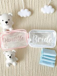 Bolsa de maquillaje transparente personalizada | Organizador de viaje personalizado para mamá y bebé | Bolsa de aseo transparente | Lindo regalo para mamá, niños y bebés - Multicolor - Ver 5