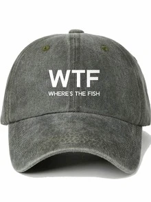 1 件（WHERE'S THE FISH）印花帽，男女情侣款弧形帽檐帽，户外休闲时尚防晒可调节棒球帽，卡车司机帽，日常使用太阳帽 - 彩色 - 查看 14