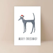 1张圣诞快乐灰色狗狗生日贺卡，带圣诞帽，卡通设计，适用于各种场合（圣诞节、生日、友谊日、祝贺、节日），万圣节主题，适合所有人，英文生日礼物 - 彩色 - 查看 11