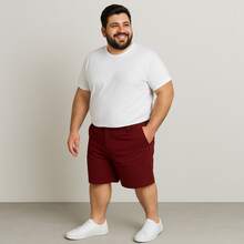 Men's Twill Bermuda Shorts Plus Size 48 To 58 Extra Large - 紫紅色 - 查看 5