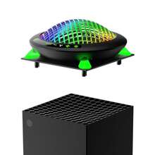 Ventilador de refrigeración para  Series X con 11 luces RGB, sistema de refrigeración automático, velocidad del ventilador ajustable según la temperatura para la consola  Series X, accesorios de ventilador de refrigeración eficientes, bajo nivel de ruido, 3 velocidades, puerto USB, tema estilo OVNI. - Negro - Ver 6