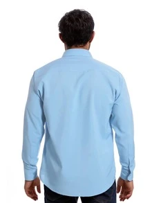Rand paul Men's Slim Fit Long Sleeve Casual Elegant Microelastic Dress Shirt - 藍色 - 查看 2
