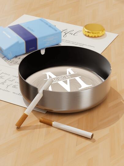 Cenicero personalizado de acero inoxidable con grabado láser personalizado - Diseño circular vintage para bares, hoteles, cafés, bodas y fiestas - Perfecto para marcas corporativas y regalos creativos