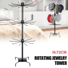 Lislark 3 Tier Jewelry Display Rotating Iron Revolving Metal Stand Rack Holder Storage, Height 72cm - Black - View 6