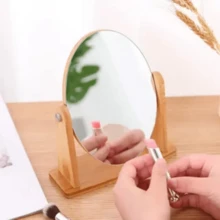 Oval Table Mirror With 360° Adjustment For Dressing Table, Portable Makeup Accessories And Decoration - Camel - View 3