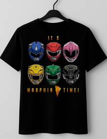 Power Rangers T-Shirt Drawing Series Movie Geek Nostalgia Blouse Shirt 100% Cotton Unisex Plus Size Japanese - màu đen - Xem 1