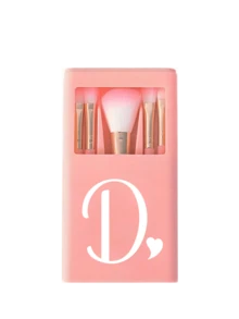 5件套便携式化妆刷套装，带镜子，白色爱心字母A-Z，盒装化妆刷套装，多功能化妆刷套装，带镜盒，迷你多功能化妆笔，粉底刷，眼影刷，新手美妆工具，混合化妆刷收纳盒，化妆刷套装，方便携带，送给女孩的礼物，化妆工具套装，理想礼物，便携式旅行必备，旅行必备品，赠品，专业化妆刷，完整化妆套装 - 粉色 - 查看 28