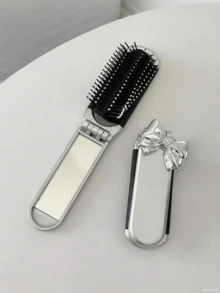 مشط محمول مضغوط قطعة واحدة، مع وسادة هوائية ومرآة يدوية للمكياج، مشط تصفيف الشعر قابل للطي مع مرآة للمكياج، مشط وسادة هوائية مثالي لاستخدام يومي والسفر، فرشاة شعر خاصة بالسيدات مع مرآة مدمجة، مشط، فرشاة شعر، قطعة واحدة مشط صغير محمول قابل للطي، مشط تدليك محمول بوسادة هوائية خاص بالسيدات مع مرآة للمكياج قابلة للإزالة ذو وظيفتين