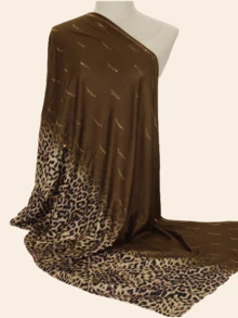 1pc Women's Fashion Muslim Scarf Hijab With Rhinestone, Leopard Print Gradient Color Long Shawl Wrap, Elegant Malaysian Headscarf