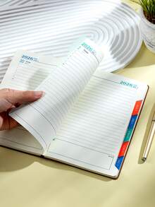 1 Piece 2026 A5 (140 Pages) Standard Plan Calendar Planning: High-Quality PU Leather (January December) Daily, Weekly, And Monthly Agendas, 365 Day To-Do List Planned By Planner, Perfect Gift (Blue, Brown, Gray, Khaki)