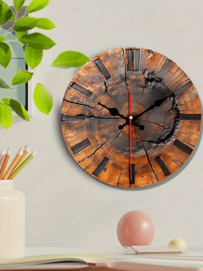 Pc 10 Inch/12 Inch 2D Flat Rustic Wooden Klok Tree Ring Round Wand ation Classic English Numbers, Perfect Home ation, Room view 3