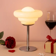 Nordic Glass Bedside Lamp USB Powered 3 Color Ambient Table Light Bedroom Home Decor Gift