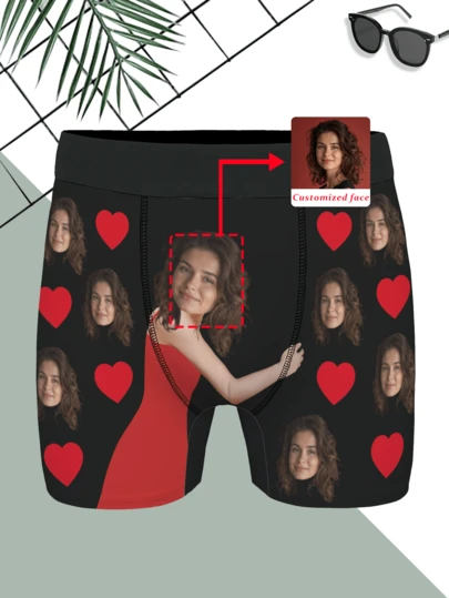 [DIY] Customized Underwear, Men's Underwear, Portrait Photo Customized Underwear, Christmas Gift, Novelty Underwear - Big Head Photo, Face Replacement, Comfortable Fabric, Gift For Friends/Partner/Lover, Party/Birthday/Christmas Gift
