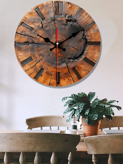 Pc 10 Inch/12 Inch 2D Flat Rustic Wooden Klok Tree Ring Round Wand ation Classic English Numbers, Perfect Home ation, Room view 6