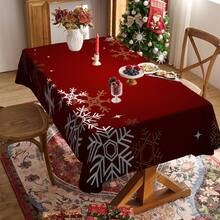 1/20 piezas Mantel de Navidad, diseño de patrón cálido y elegante - Fibra de poliéster fabricada a máquina, decoración festiva rectangular, adecuada para fiestas familiares, cocinas y reuniones festivas, tela de fácil cuidado, decoración de mesa de Navidad, decoración del hogar