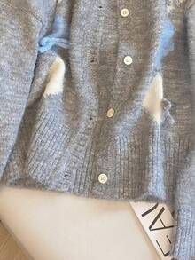 Vintage grüne Schleife Strickjacke, weich & gemütlicher Außenmantel Pullover für Herbst/Winter - Grau - Übersicht 4