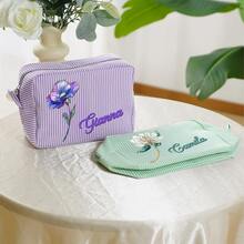 Personalized Vintage Oil Painting Gemstone Floral Large Capacity Cosmetic Bag With Name, Travel Essentials Bridesmaid Birthday Gift For Women. You Can Customize Your Name To Create A Truly Unique Piece That Showcases Your Personalized. It Is Fashionable And Practical, Making It An Excellent Gift For Birthdays, Anniversaries, Mother's Day, Christmas, Bridesmaids, Or Everyday Expressions Of Care.