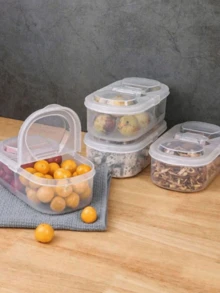 1/2-częściowy podwójny pojemnik do przechowywania żywności, minimalistyczny, przezroczysty pojemnik do przechowywania w kuchni, na letnią imprezę na plaży, do przechowywania jedzenia, na kemping, jako organizer, dekoracja pokoju, do artykułów kuchennych.