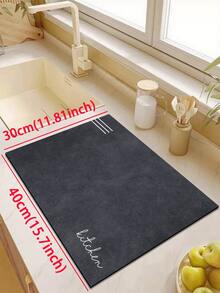 1pc Navy Blue Stripe & Letter Pattern, Minimalist & Fashionable Style, Approx. 3mm Thick Absorbent Kitchen Mat/Carpet Set, Washable, Suitable For Kitchen, Bathroom, Entryway, Laundry Room, Study, Living Room, Bedroom, Hallway