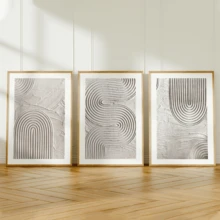 3 قطع / مجموعة لوحة فنية حديثة، مجموعة فن قماشي مجرد - ديكور جداري أنيق باللون الأبيض والرمادي، درجات لونية أرضية، محايد، فن زن، خطوط هندسية، ريفي، أسلوب حديقة زن، مؤطر أو غير مؤطر، ديكور غرفة، ديكور المنزل، ديكور شقة الطالب الجامعي، هدايا لديكور الجدران في الفندق، المنزل، غرفة المعيشة، غرفة النوم، الحمام والمكتب