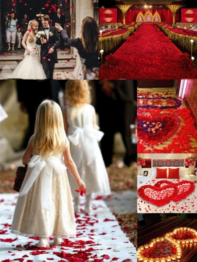 1 Pack Of 1000pcs Artificial Red Rose Petals, Suitable For Wedding, Proposal, Candlelight Dinner, Party Decoration