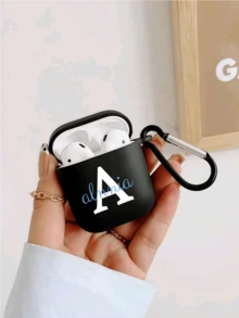 1 chiếc ốp bảo vệ tai nghe Bluetooth màu xanh mờ tối giản cá nhân hóa, ốp tai nghe Bluetooth đa năng thời trang với chữ viết tùy chỉnh, bao gồm 1 móc treo tai nghe. Có thể tùy chỉnh chữ ký, chữ cái nhiều màu, tên, cụm từ ngắn. Ốp điện thoại dày trong suốt chống sốc, thời trang, nhiều màu sắc, cổ điển, dễ thương, viết tắt, vui nhộn, tùy chỉnh, cá nhân hóa, độc đáo, có thể tùy chỉnh, quà tặng lý tưởng cho nam giới, 2025phonecase - màu đen - Xem 2