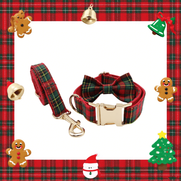 3PCS Adjustable Christmas Themed Dog Collar Leash Bow With Quick Release Buckle, Soft And Durable Holiday Red And Green Snowflake Pattern, Holiday Pet Accessories In Multiple Sizes, Dog Collars, Pet Identification, Fashion Pet Accessories
