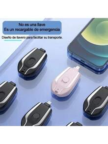Power Bank Llavero Cargador De Emergencia Tipo C Lightning - Multicolor - Ver 5