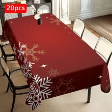 1/20 piezas Mantel de Navidad, diseño de patrón cálido y elegante - Fibra de poliéster fabricada a máquina, decoración festiva rectangular, adecuada para fiestas familiares, cocinas y reuniones festivas, tela de fácil cuidado, decoración de mesa de Navidad, decoración del hogar