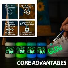 20ml X 6 Glow In The Dark Acrylic Paint Set – Night Glow Art Paint For Rock Painting, Canvas, And Decorations