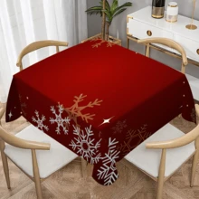 1/20 piezas Mantel de Navidad, diseño de patrón cálido y elegante - Fibra de poliéster fabricada a máquina, decoración festiva rectangular, adecuada para fiestas familiares, cocinas y reuniones festivas, tela de fácil cuidado, decoración de mesa de Navidad, decoración del hogar