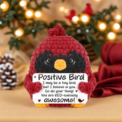 1pc Handmade Crochet Desktop Decor Ornament, Cute Bird Animal Shaped, Ideal Gift For Best Friends, Sisters, Birthday, Christmas, Halloween, Suitable For Her, Him, Kids, Colleagues, Family, Handcraft, Positive Vibes, Creative Party Plush Doll Decoration