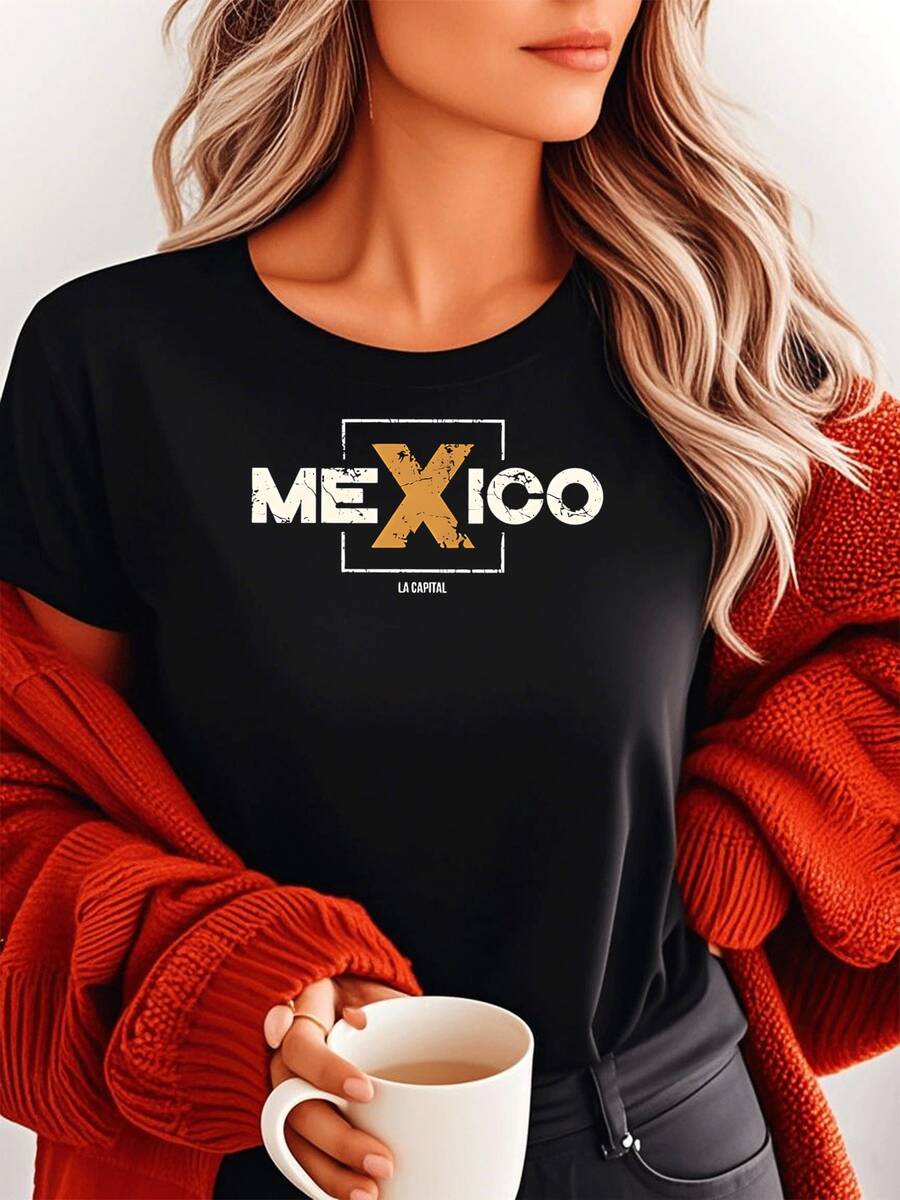 La camiseta gráfica Spicy Señor Taco para mujer presenta un diseño divertido y animado que es liviano y cómodo, perfecto para los viernes festivos o para agregarle un poco de entusiasmo a tu estilo diario. - Negro - Ver 1