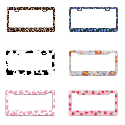 Fancy Design License Plate Holder Metal 1PC, Fits 6x12 Inch US/Canada/Mexico Sizes, Licence Plate Frame Cute, Comes With Mounting Screws, Cute Car Accessories For Women, Girly Car Accessories Pink Car Decor, Auto Accessories, Flower Print Butterfly Print Strawberry Print Cow Print Leopard Print Cheetah Print