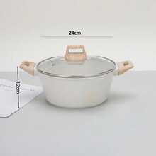 A Set Of Non Stick Cookware - White Granite Surface, Suitable For Induction Cookers, Including Frying Pans And Stew Pots, Soup Pots With Lids, Suitable For Home Kitchen Use