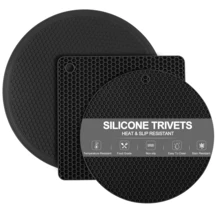 Dessous de plat rond épais en silicone résistant à la chaleur, facile à nettoyer, set de dessous de plat noirs résistants à la chaleur. Set de dessous de plat en silicone - Maniques résistantes à la chaleur antidérapantes, ustensiles de cuisine antidérapants pour la maison, tapis d'isolation en nid d'abeille, tapis de table à manger, tapis de casserole, tapis de table à manger, tapis de tasse pour la cuisine
